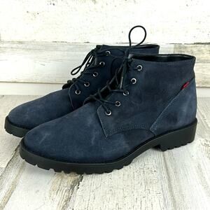 Marc Joseph Womens 9 Blue Suede Lace-Up Ankle Boots Low Heel NEW